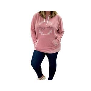 NEW OLIVER & OTIS enjoy life french terry hoodie in blush